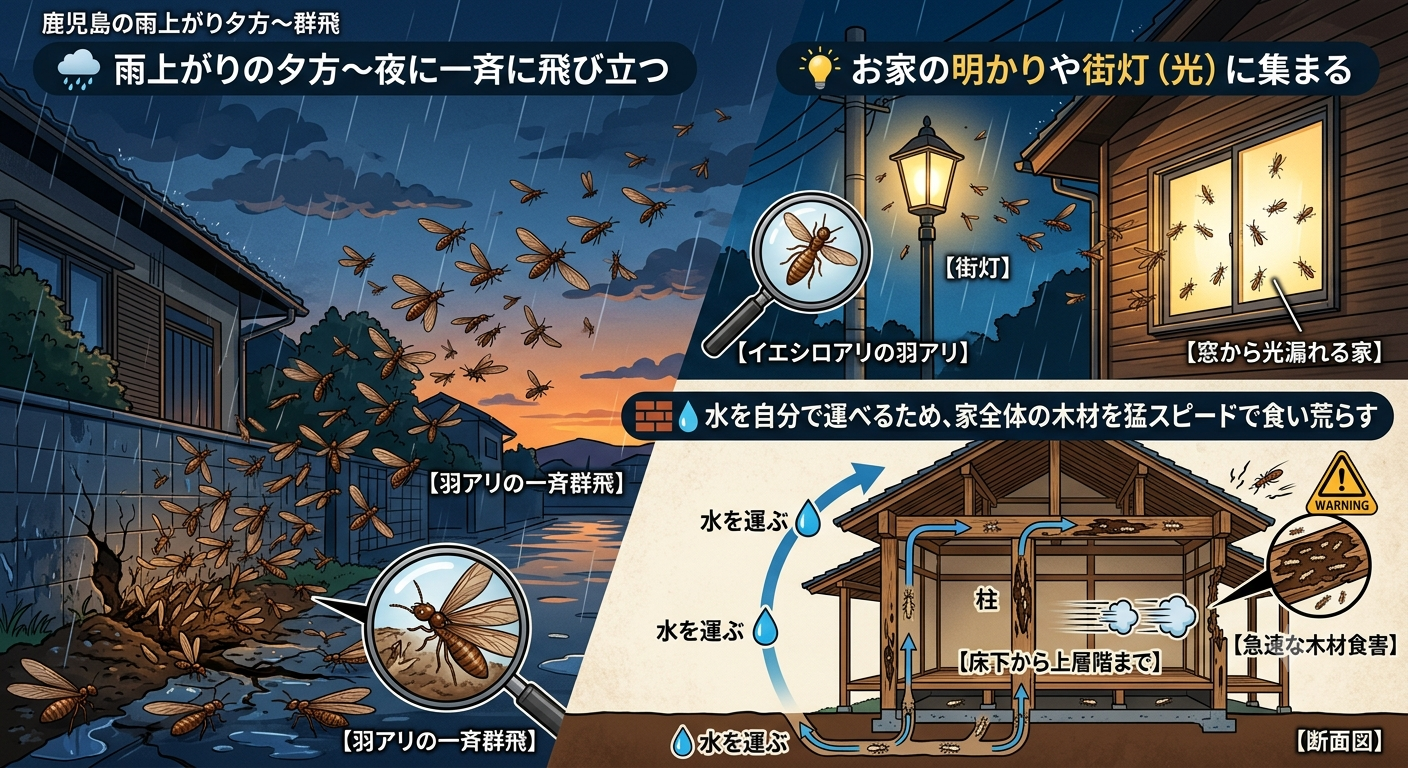 梅雨本番の鹿児島☔あの羽アリを見かけたら！？
